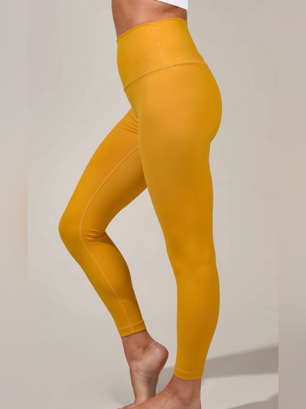 90 Degree By Reflex Women High-Waist Mustard Yellow Leggings Size XL